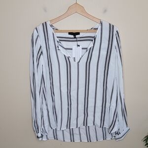 NWT Sanctuary | Black & White Striped V-neck Popover Blouse Size Small